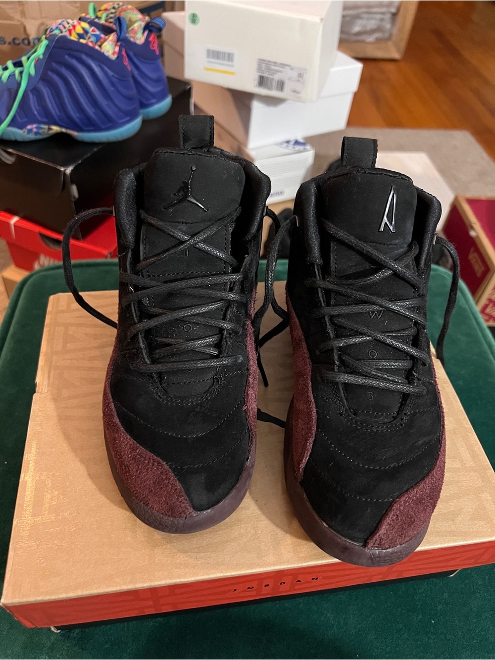 Jordan 12 Retro Sneakers in Black & Burgundy